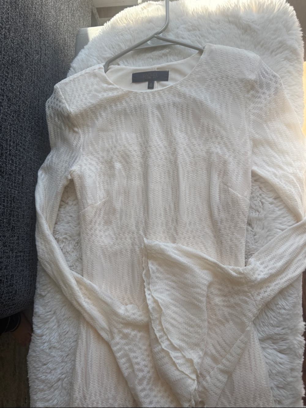 Rachel Roy XS White Textured Long-Sleeve Knit dress